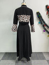 Leopard Patchwork Top Maxi Dress Two Piece Sets