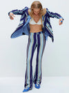 Striped Blazer & Flared Pants