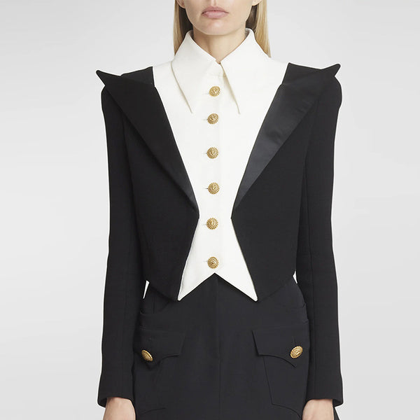 Colorblock Contrast Double Layer Blazer