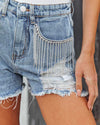 Cocoa Yacht Club Casual Chain Tassel Ripped Denim Shorts