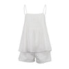 White Sleeveless Loose Strap Top & Pajama Shorts