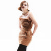 Brown Sequined Floral Ruffled Dress