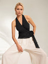 Polka Dot Halter Lace up Camisole Top