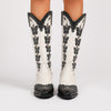 Western Denim Multi Butterfly Chunky Heel Boots
