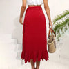 Lace Up Ruffled Asymmetric Long Skirt