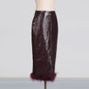 Elegant Hundred Stitch Mid Length Solid Color Hip Skirt