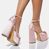 Fish Mouth Satin Platform Sandals