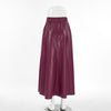 Cocoa Yacht Club Wine Red Fleece & Faux Leather Swing High Waist Skirt