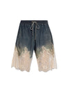 Denim & Champaigne Lace Top & Shorts