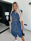 Women Clothing Casual Sleeveless Lace Up Denim Dress