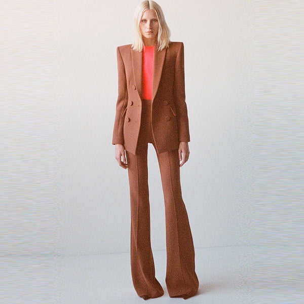 Good Star Collection Double Breasted Slim Blazer & Flared Pants