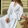 Ruffled Loose Bell Sleeve White Dress