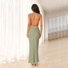 Long Satin Backless Fishtail Dress