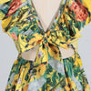 Yellow Ruffled Peach Flower Dress