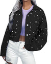 Cocoa Yacht Club Candy Color Beaded Short Denim Jacket