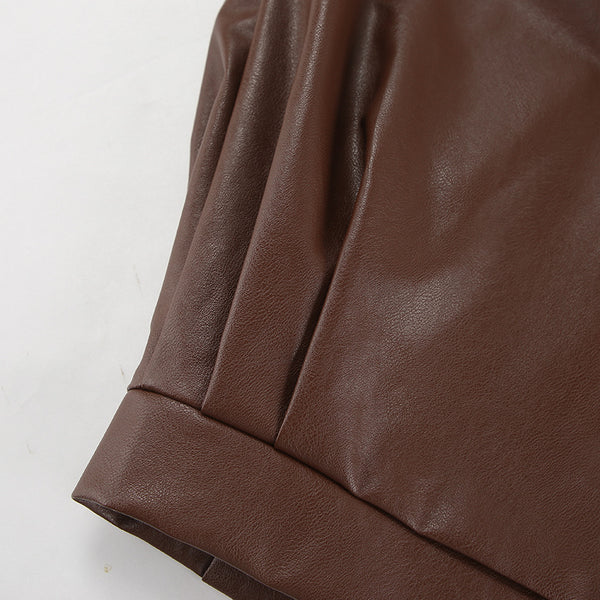 Retro Elegant Loose Leather Coat
