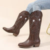 Western Chunky Heel Leather Boots
