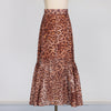 Diamond Embedded Leopard Shirt & High Waist Fishtail Skirt Set