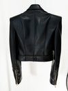 Stars Double Breasted Short Motorcycle Leather Jacket