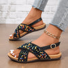 Black Paillette Double Cross Sandals