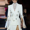 Starry Snowflakes Beaded Diamond Belted Blazer