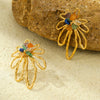 Hollow Out Petals Inlaid Natural Stone Earrings