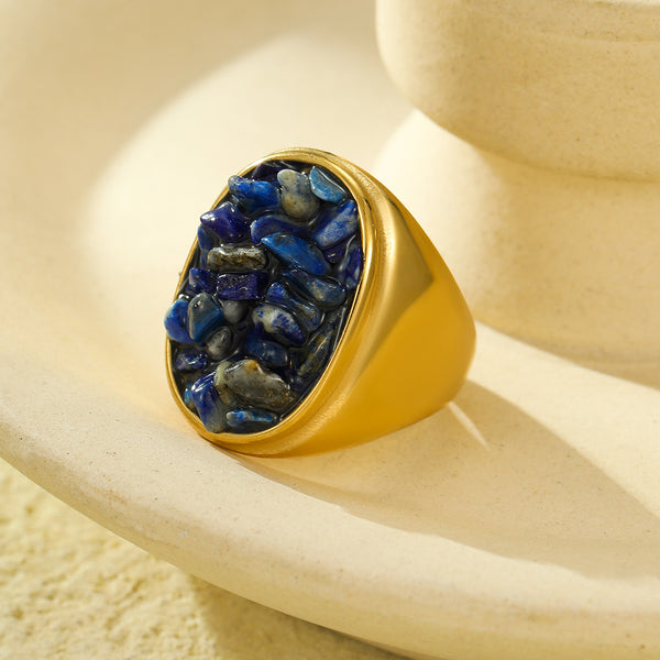 Geometric Retro Natural Stone Ring