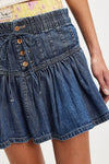 Cocoa Yacht Club A line Casual Retro Denim Pleated Skirt