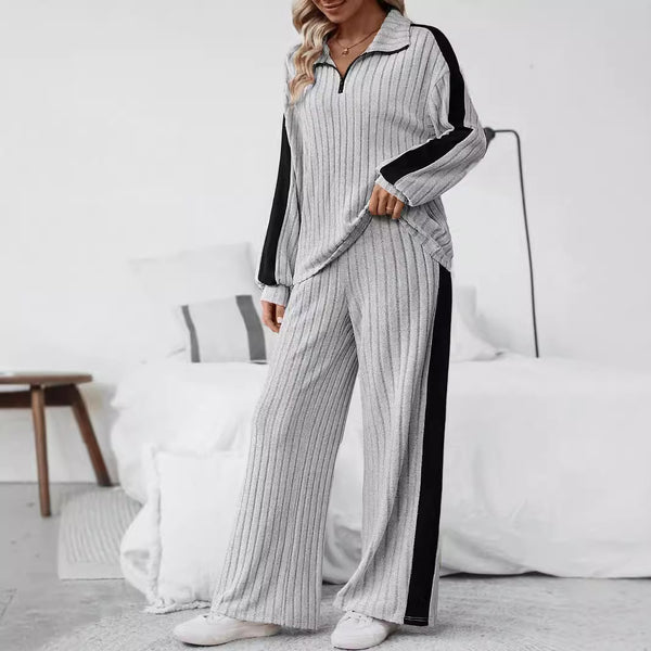 Casual Sweater Wide Leg Pants Two Piece Set