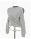 Padded Shoulder Armor Crew Neck Sweatshirt