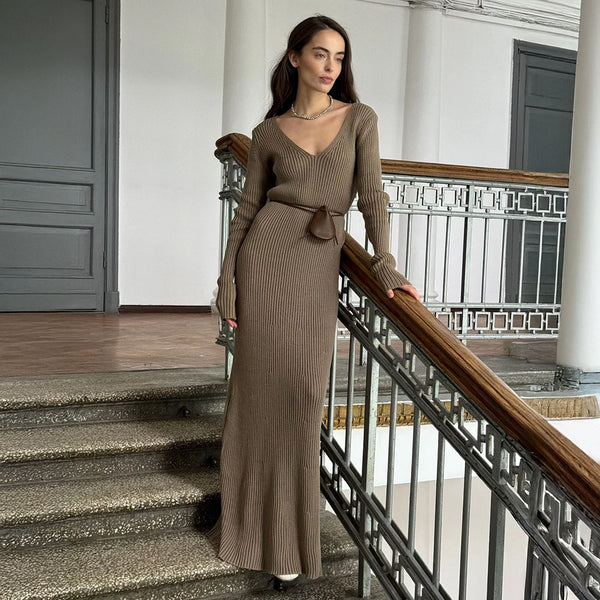 Solid Color Knitwear Dress