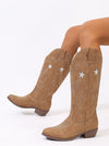 Western Chunky Heel Leather Boots