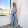 Cocoa Yacht Club Retro Washed Raw Hem Wide Legs Jumpsuit