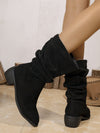 Mid Calf Vintage Suede Pile Boots