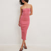 Striped Strapless Maxi Dress