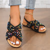 Black Paillette Double Cross Sandals