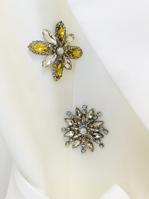 Starry Snowflakes Beaded Diamond Belted Blazer