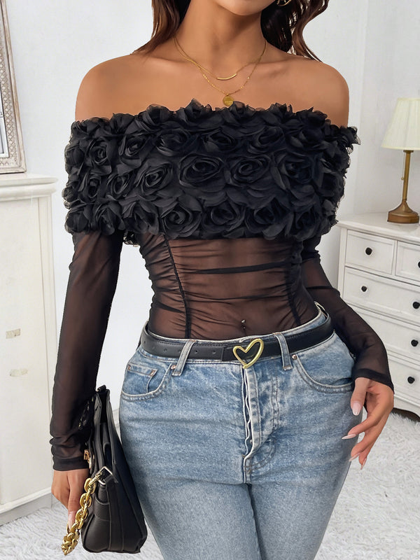 Mesh Gauzy 3D Rose Nighty