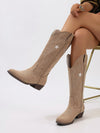 Western Chunky Heel Leather Boots