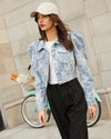 Cocoa Yacht Club Casual Loose Floral Lace Denim Jacket