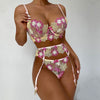 Print Pattern Three-Point Garter Suit
