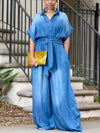 Denim Baggy Belted Jumpsuit