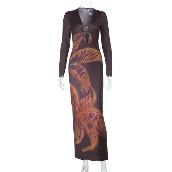 Deep V Plunge Hollow Out Cutout Dress