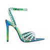 Gradient Rivet Pearl Stiletto Heel Sandals