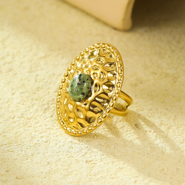 Exquisite Oval Natural Stone Ring