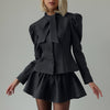 Bow Tie Long Sleeve Top & Skirt