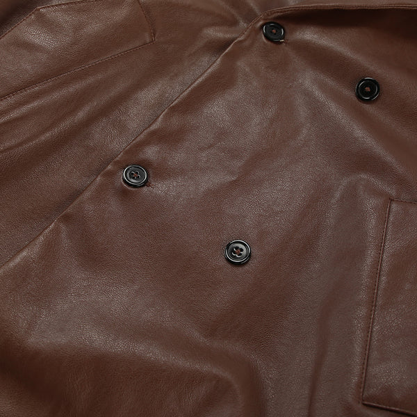 Retro Elegant Loose Leather Coat