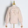 Classic Bowknot Turtleneck Apricot Pullover Knitted Sweater