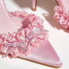 Rhinestone Bow Ruffle Satin High Heel Shoes