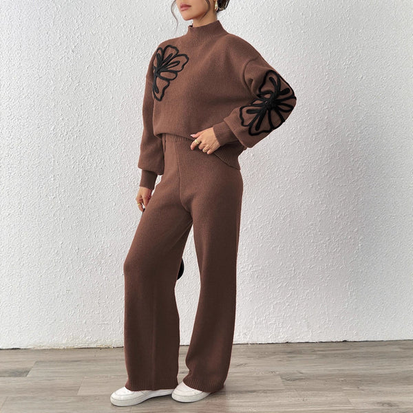 Ribbon Lantern Sleeve Pullover Sweater & Pants